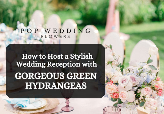 wedding reception table decorated with gorgeous green hydrangeas and pastel roses, featuring luxurious table settings and stylish floral arrangements.
